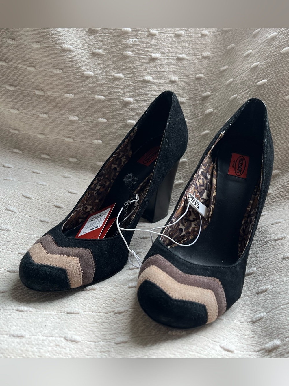 Missoni X Target Black Suede Pumps with Chevron Toe Design